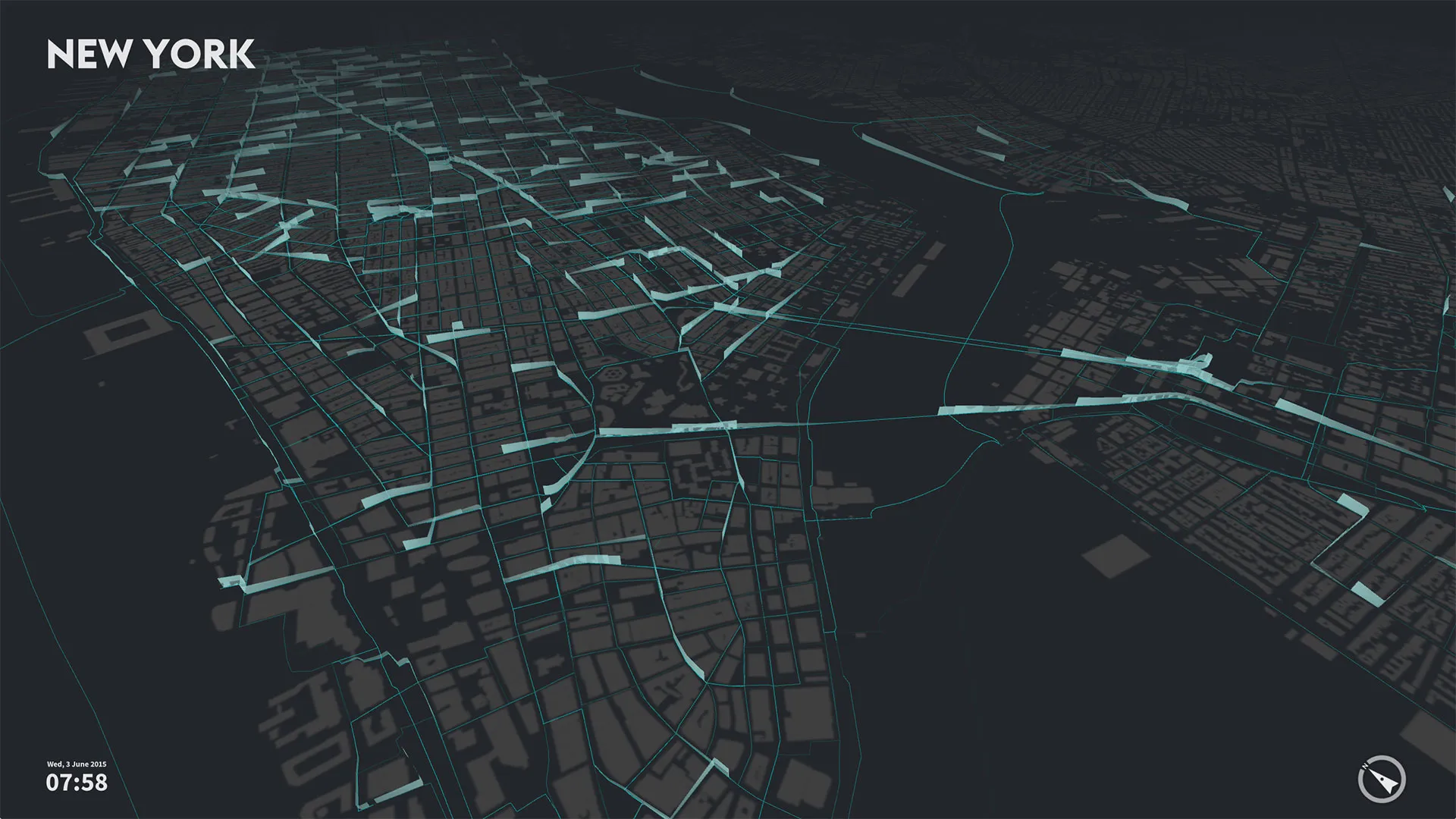 A comparative visualization environment of urban bike mobility designed to help citizens casually analyze three bike-sharing systems in the context of a public exhibition space.