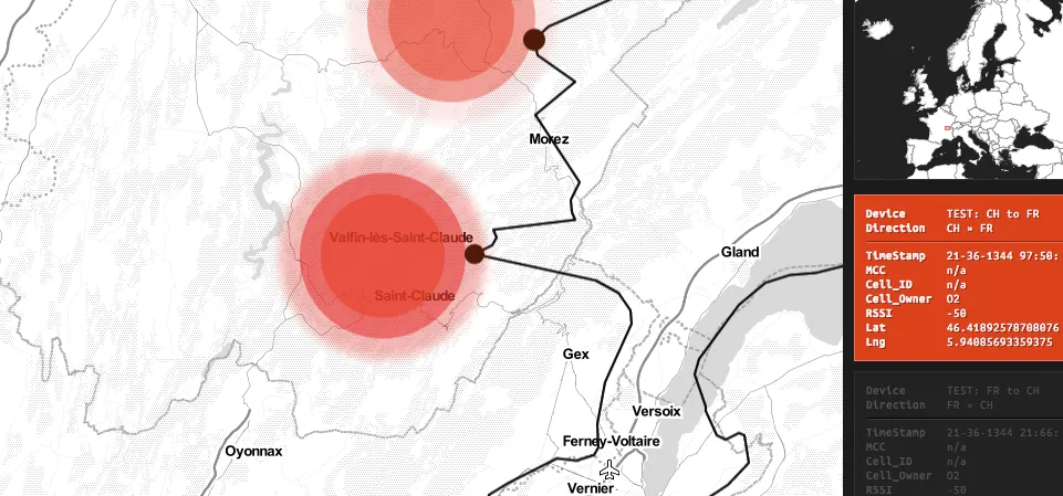 Border Bumping uses people’s perception of geo-localization (based on cellphone data) as a means of distorting national borders. 