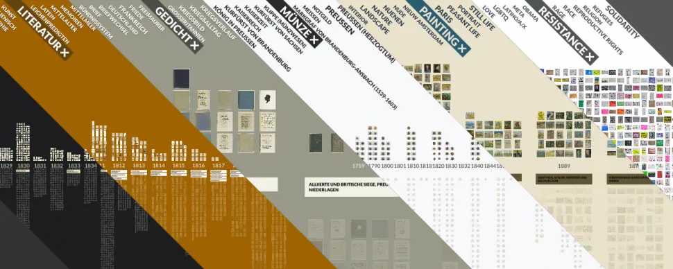 A web-based visualization system that arranges thousands of cultural artifacts on a dynamic canvas and supports the exploration of thematic and temporal patterns of large collections.